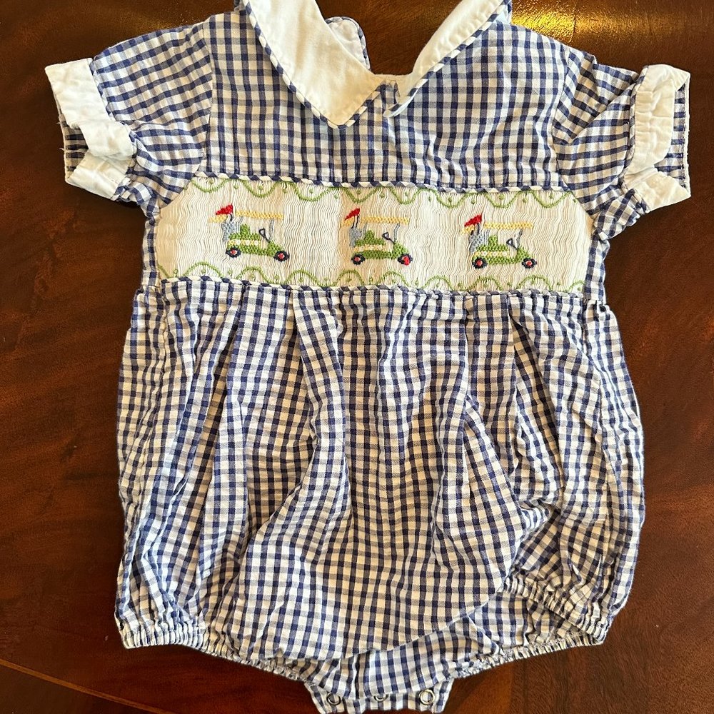 Little English Smocked Golf Onesie
